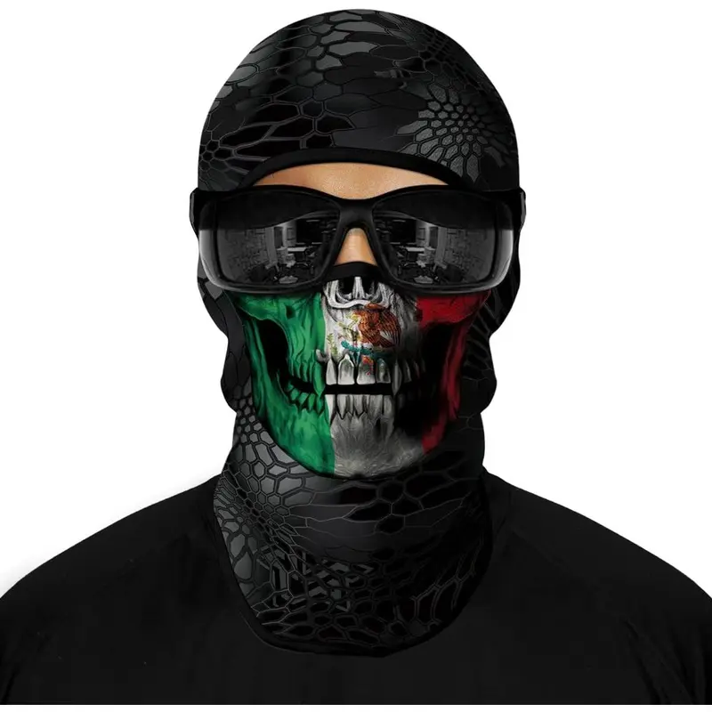 Adult 3D Balaclava Tactical Hood - Quick-Dry Microfiber Polyester Face Cover with Digital Printing, Cool Skull Ski Mask for Biking, Motorcycling, Paintball, Skydiving, Halloween