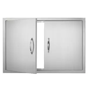 【Summervibes】VEVOR BBQ Access Door, 33W x 22H Inch Double Outdoor Kitchen Door, Stainless Steel Flush Mount Door, Wall Vertical Door with Handles, for BBQ Island, Grilling Station, Outside Cabinet