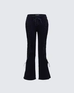Genoveva Black Denim Lace Up Jeans