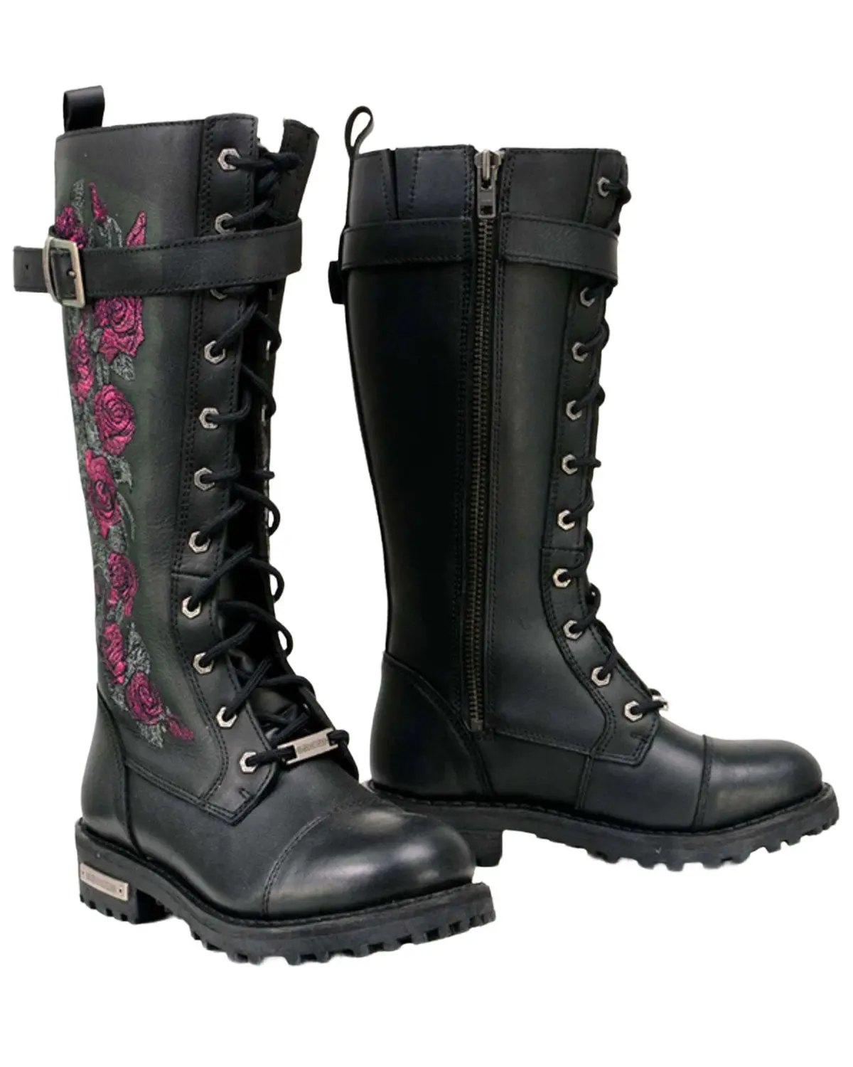 Milwaukee Leather Women's Women'S Floral Embroidered Tall Motorcycle Boot - Mbl9356