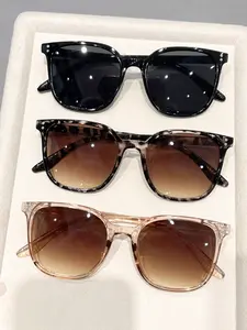 Women's Classic Vintage Rectangular Leopard Pattern Lightweight Durable Sunglasses Set, 3 Pairs, Perfect for Driving, Shopping, Parties, Stylish and Versatile