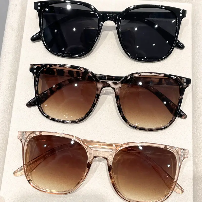 Women's Classic Vintage Rectangular Shades Sunglasses Set, 3 Pairs, Perfect for Driving, Shopping, Parties, Stylish and Versatile, Fashionable Sunglasses, Trendy Vintage Sunglasses