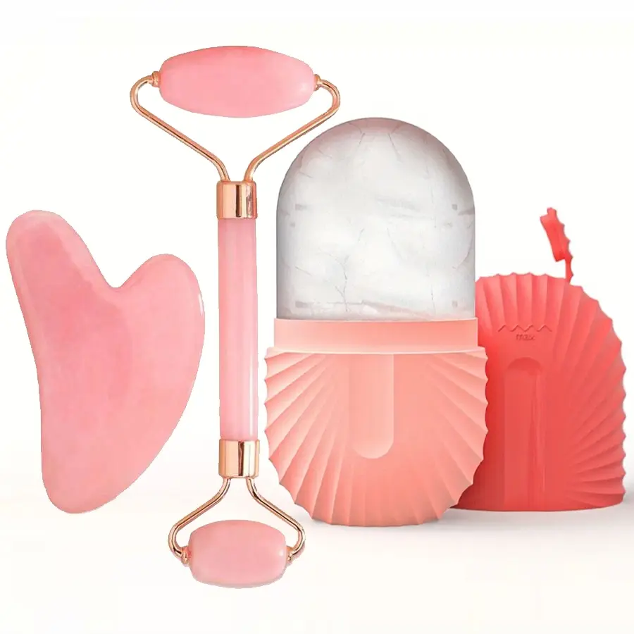 3 counts Ice Face Roller Facial Skincare Set, Facial Massage Tool, Silicone Ice Face Roller, Facial Gua Sha Tool Set, For Face Eye Puffiness Lifting Facial Contour, Facial Care Tools, Beauty Tools