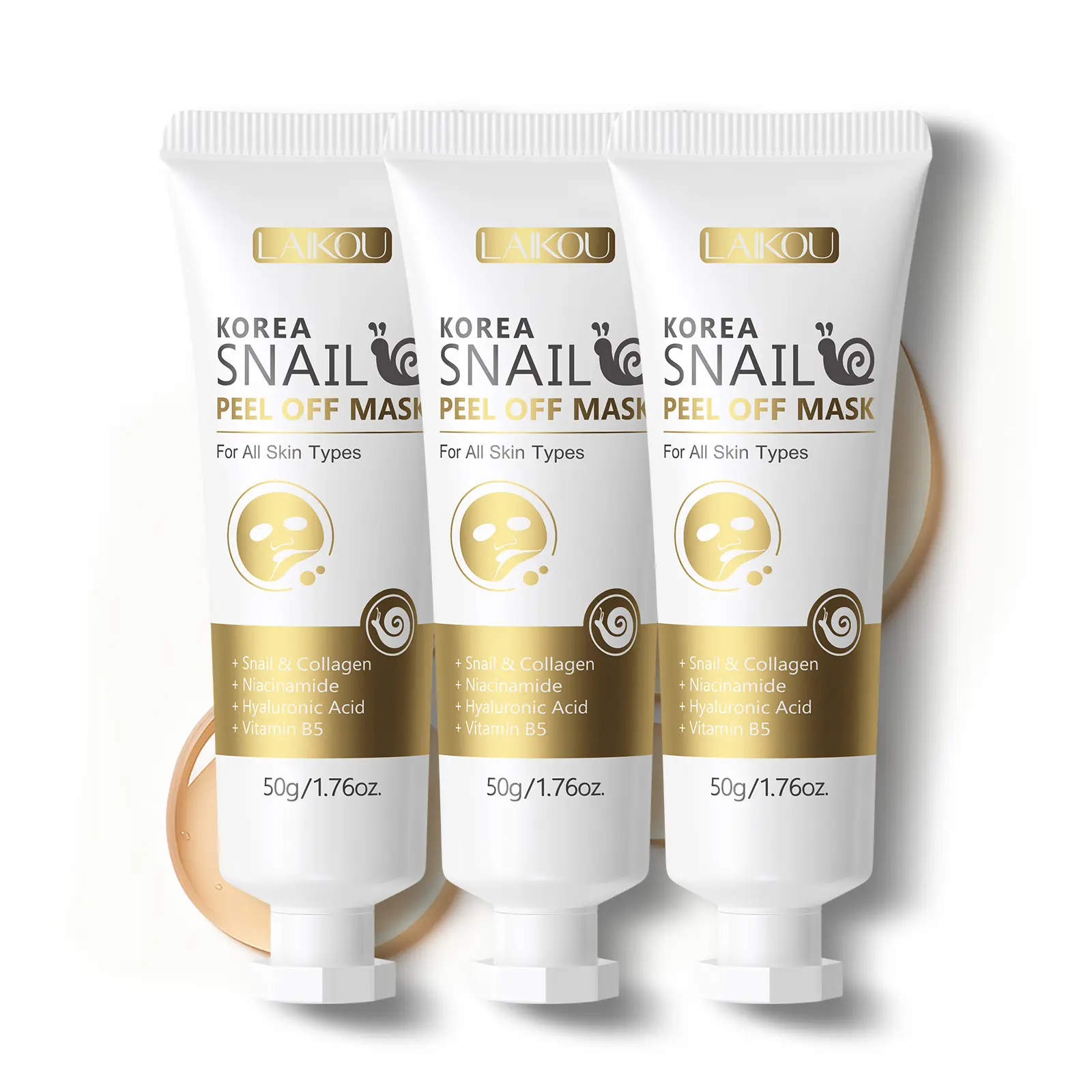 Laikou Korea Snail Peeling off Mask 50g X 3pcs, Deep Cleansing & Moisturizing Facial Mask,  Skincare for Women & Men, Face Mask Peel Off
