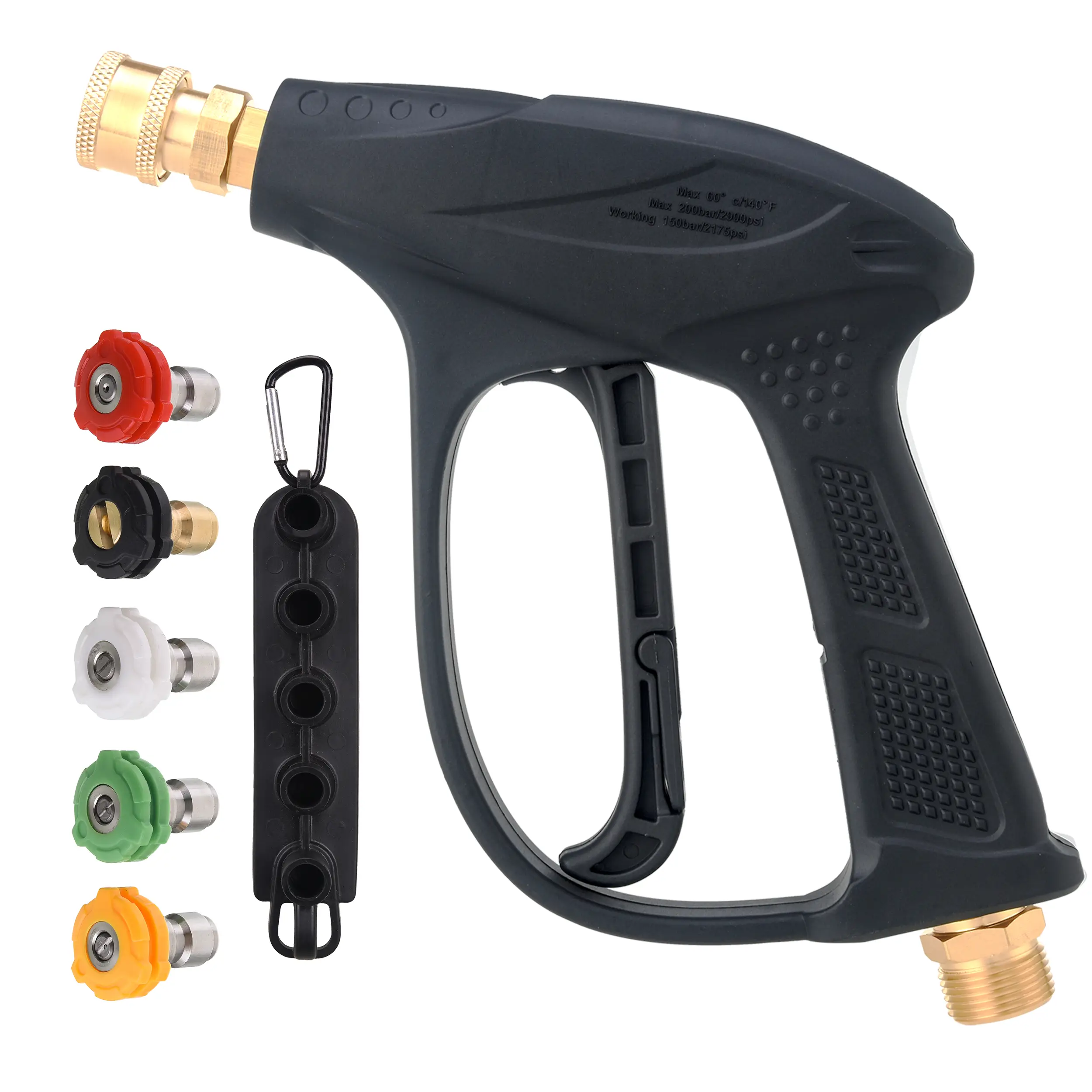 RIDGE WASHER High Pressure Handheld Water Spray Tool, Power Washer Handheld Car Washing Tool with 5 Replacement Spray Nozzle Tips and Holder, M22 14mm