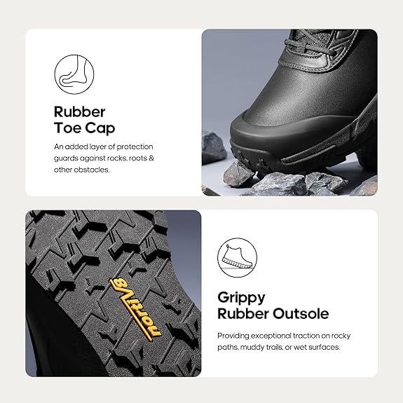 NORTIV 8 Men's Waterproof Military Tactical Work Boots Leather Motorcycle Combat Lightweight Non-Slip Hiking Boots for Men Defender