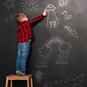 Water-Washable Blackboard Wallpaper Roll, Static-Electric Erasable & Movable Wall Covering, Ideal for Office & Home Decor