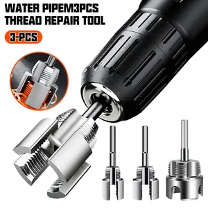3Pcs PVC Pipe Threader Tool Kit - 1/2" 3/4"1"Reusable Round Dies 4/6 Point Water PipeThreader,Internal and External Threader Set,forHome Renovation DlY Projects