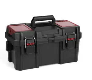 Professional 16-Inch Toolbox with Rugged Resin Body Padlock Security & Multi-Compartment Small Parts Organizer for Tools