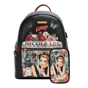 LARGE USB FASHION BACKPACK WITH CHARGING PORT AND POUCH