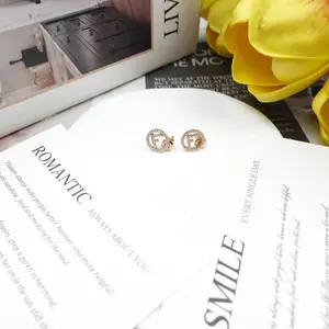 Pre-owned Fendi Gold Tone Diamond Earrings T10286108