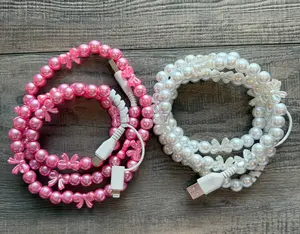 Bows Beaded Phone Charger with Lightning & USB-C Cable