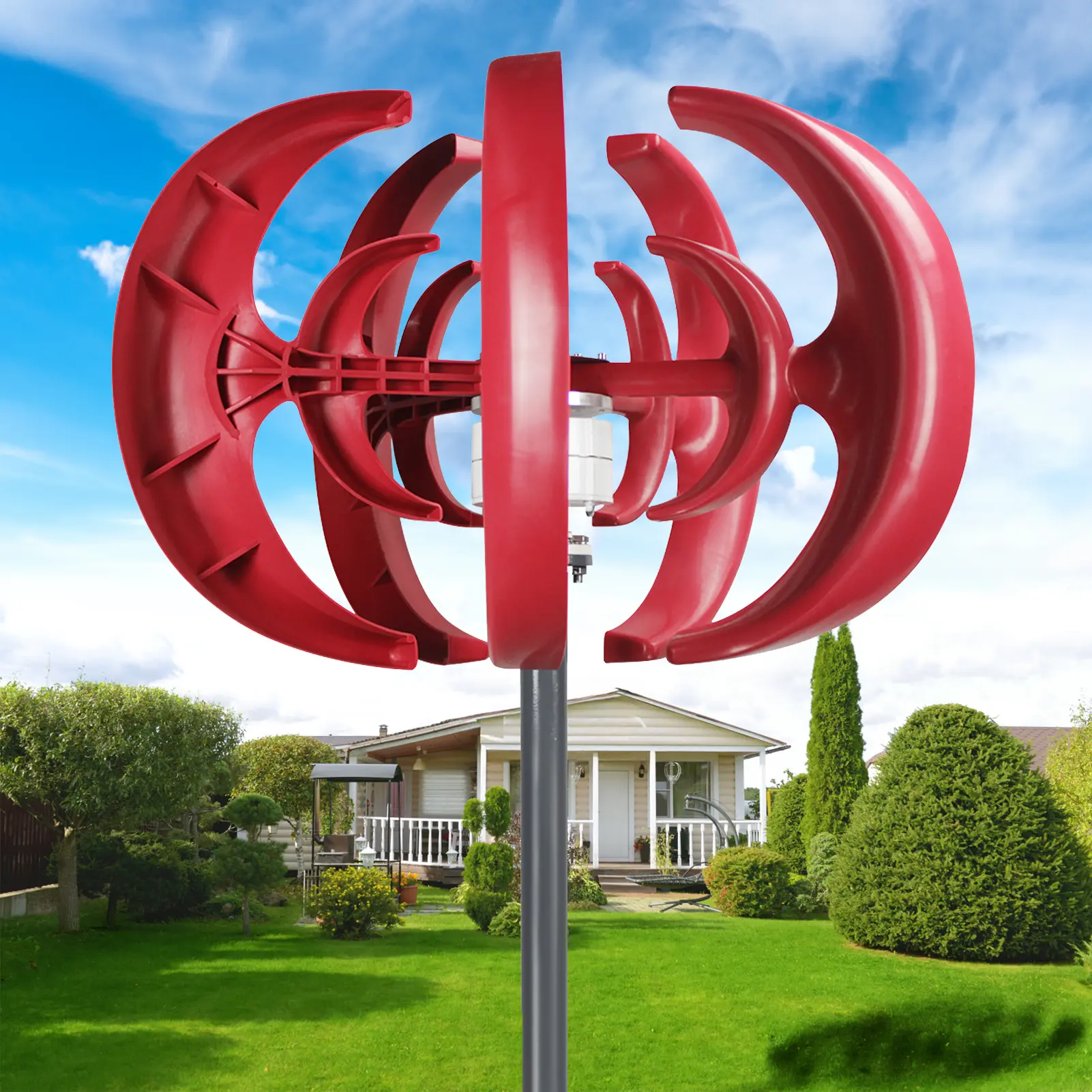 600W Wind Turbines Generator, 5 Blades DC12V Vertical Axis Wind Turbines Generator Kit for Home Hybrids Streetlight Use, Electromagnetic Electricity Producer Equipment