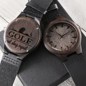 Men's Golf Watch Gift Golf Fan Anniversary Gifts Engraved Wooden Watch Gifts for Son Gifts for Him Father's Day Gifts Graduate Gifts