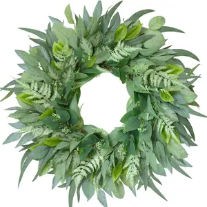 24-26 Inch Artificial Eucalyptus Wreath for Front Door - All Season UV Resistant & Weatherproof Hanging Decor, Spring Summer Fall Winter Greenery Wreath for Porch, Window, Holiday, Indoor Outdoor Use
