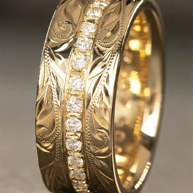 Rhinestone Inlaid Leaf Print Embossed Design Fashion Promise Ring for Her, Stylish Simple Design Temperament Engagement Ring, Women Accessories Gift for Girlfriend, Elegant Rhinestone Ring, Fashion Engagement Rings, Beautiful Rings