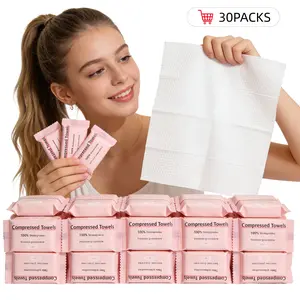 Extra Thick Compressed Towel Tablets, Disposable Face Towels & Washcloths for Travel, Camping & Outdoor Use, Portable Compressed Towel, 30 Packs Super Absorbent