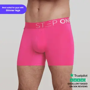 Step One Men's Trunk - Heart Racers, Anti-Chafe, Breathable Bamboo Fabric, UltraGlyde Panels, Hidden Elastic Pouch, Premium Underwear, Athletic Daily wear