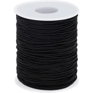 Elastic String for Bracelets, Elastic Cord for Jewelry, Stretchy String for Necklace Making, Beading and Sewing (1.2 MM, 109 Yards, Black)