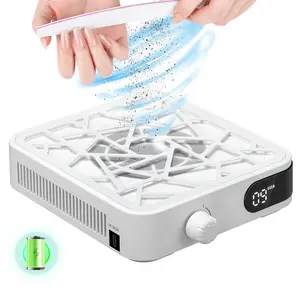 Mini Rechargeable Nail Dust Collector, 6000RPM Powerful Suction Nail Vacuum Cleaner with 10 Speed Adjustable, 2600mAh Cordless Nail Dust Extractor for Acrylic Nails, Portable Nail Salon Dust Collector for Home Use