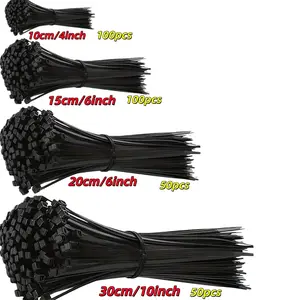 50pcs/100pcs Self-Locking Nylon Zip Ties, 100-300mm Cable Ties for Home, Office, Garage, Plastic Bundling Straps