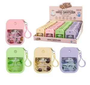 Wish Hydrating Hand Sanitizer with Silicone Case, Travel Size Spray, 4 Scents, Black Plum Vanilla, Violet Orchid, Sweet Guava, Cucumber Melon, 1.2 FL OZ, 40 Pack