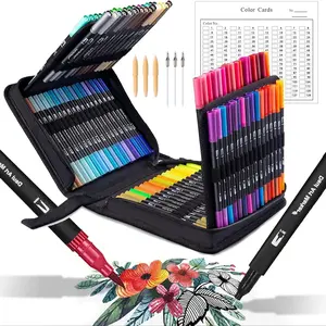 Art Markers Set, Dual Tip Fine & Broad Line Drawing Pens, Vibrant Colors for Adult Coloring Books, Artists & Professionals Use, Permanent Drawing Markers