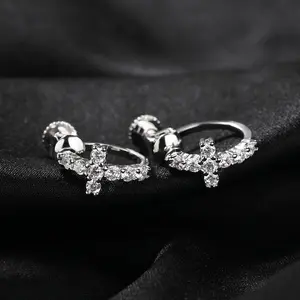 Cross Hoop Zircon Earrings for Women, Geometric Black/Silver Spiral Earrings, Personalized Hip-Hop Jewelry for Men and Women, as Gift for Friends and Family on Holidays and Anniversaries