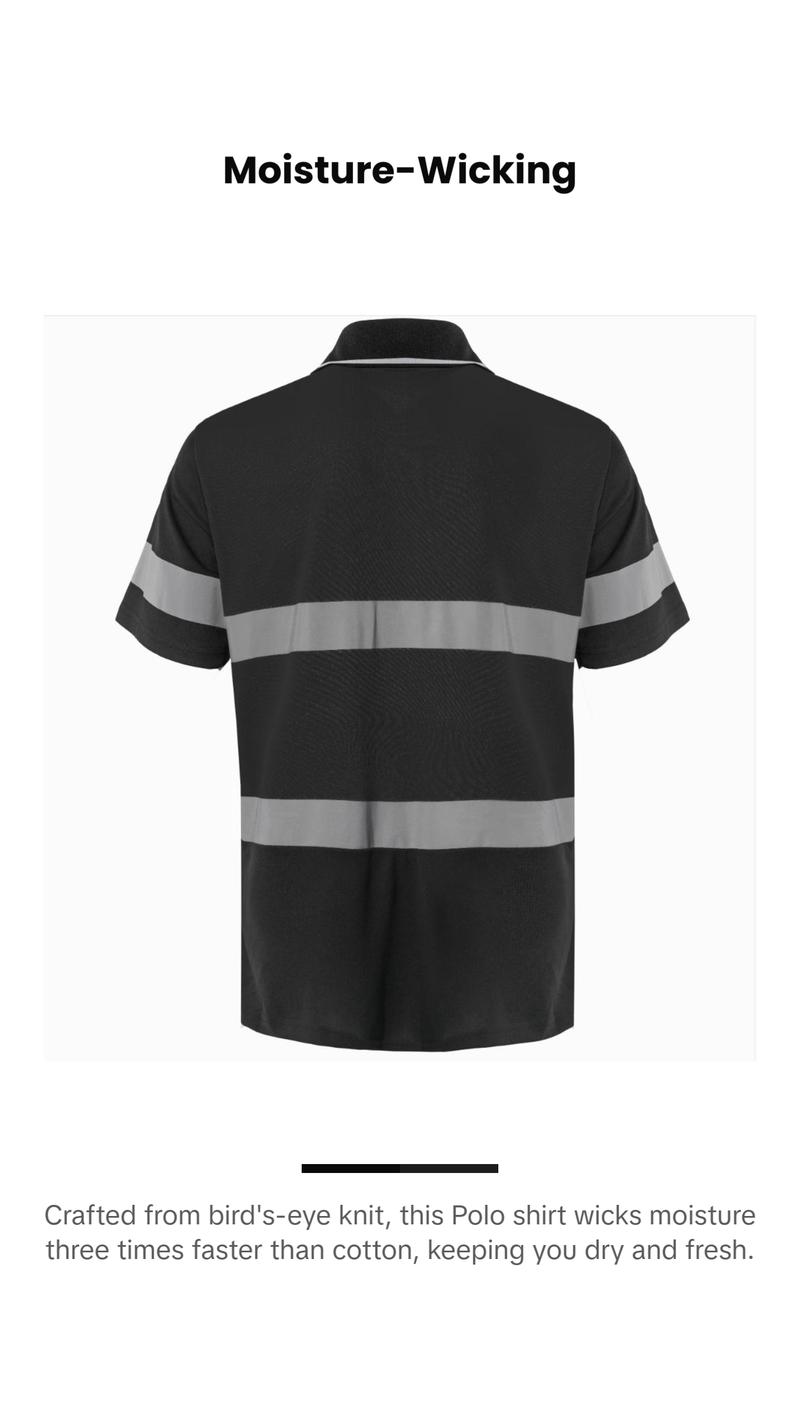 Men's Safety Polo Shirt with reflective tape, ANSI Class 2 standard