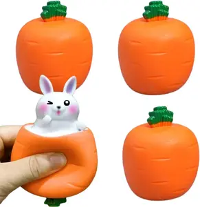 4 pack Stress Balls Bunny Squeeze Ball Carrot Rabbit Stress Toy Sensory Pressure  Carrot Bunny Squishy Stress Ball Toy - Pop-Up Rabbit Squeeze Fidget Toy, Slow Rebound Anxiety Relief Sensory Toy for Kids & Adults, Viral Cute Decompression Toy