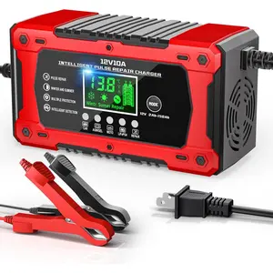 10A 12V Battery Charger for Car Fully Automatic Smart Trickle Charger & Maintainer with LCD Display, Temperature Compensation for Truck, Motorcycle, Boat, Lawn Mower