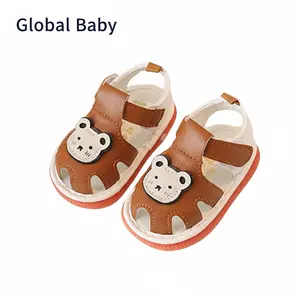 Global Baby Summer Shoes Bear Pattern Squeaky Squeaky Non-Slip Newborn First Walking Shoes Boy Walking Shoes with Sound Girls Cartoon Bear for Kids Toddler Shoes