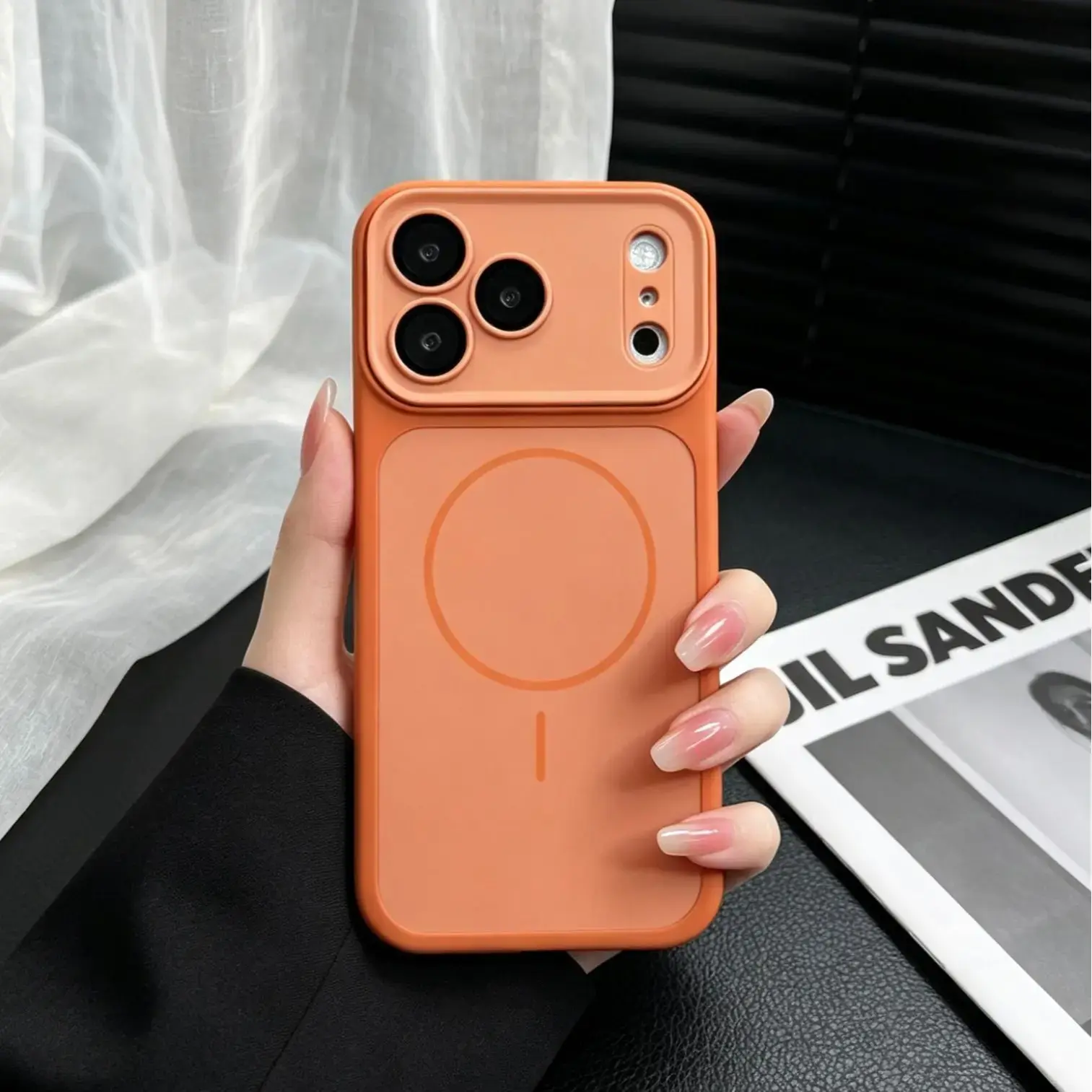 MagSafe Magnetic TPU Smartphone Case with Skin-Feel Finish, Anti-Drop Protection, Magsafe Coil, Lens Film, Wireless Charging Support, Mobile Phone Accessories for Multiple iPhone Models