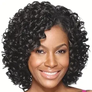 Short Curly Hair Wig - 12 Inch Brown Black Mix, Heat Resistant Synthetic Fiber, Women's Hair Replacement, Natural Looking Wig, Curly Bob Wigs