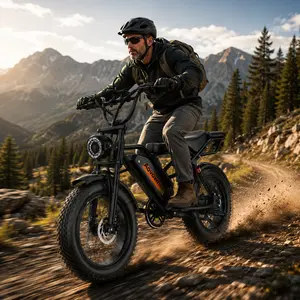 1000W Adventure Electric Bike for Adults, 20" Fat Tire E-Bike for Snow, Trails & Mountain Riding, Dual Suspension, Removable Battery, 2-Seater, LED Headlights, UL Certified, APP Control, Trails & Mountain Riding E Bike