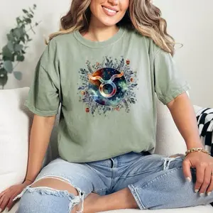 Taurus T-Shirt Comfort Colors Summer Everyday Style Shirtsleeve love casual comfortable super soft relaxed fit unisex Sizing womenswear Streetwear  vintage Crewneck Printed Loose Graphic Floral Zodiac Sign, Astrology, birth sign, celestial, horoscope