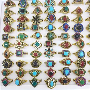 15Pcs Vintage Knuckle Rings Set For Women Bohemian Joint Finger Rings Stackable Retro Turquoise Midi Rings (Assorted Varieties)