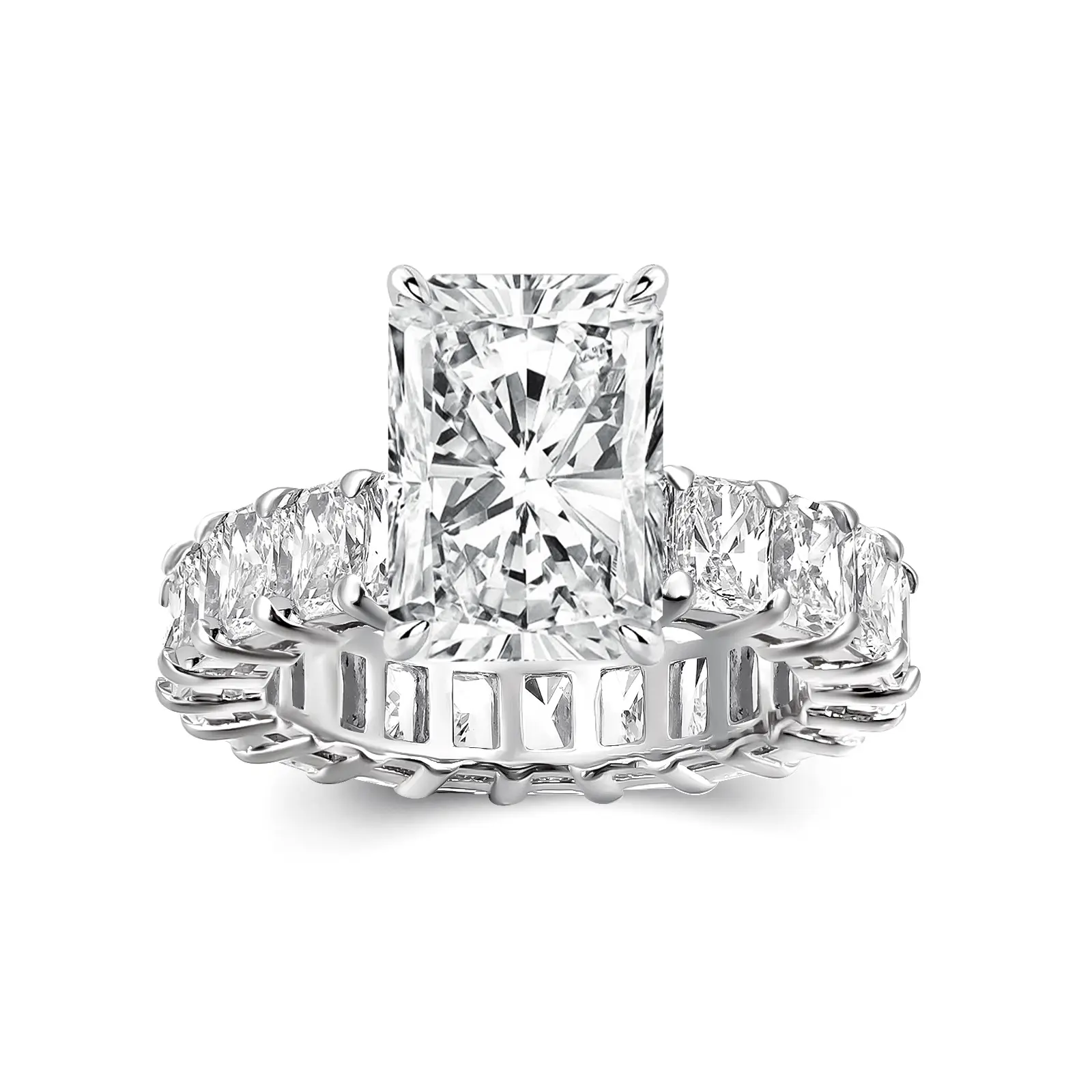 Maxine 14K White Gold Plated 5.0Ct Radiant Cut Engagement Ring,5A Cubic Zirconia Women's Ring Jewelry,Promise Ring for Daily,Travel-Friendly Jewelry, Engagement Rings, Promise Rings For Gf