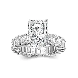 Maxine 14K White Gold Plated 5.0Ct Radiant Cut Engagement Ring,5A Cubic Zirconia Women's Ring Jewelry,Promise Ring for Daily,Travel-Friendly Jewelry