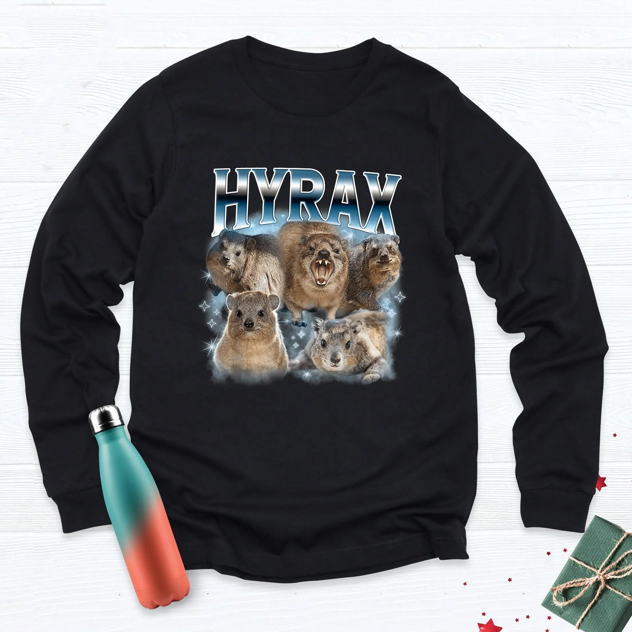 Hyrax Vintage Ugly Funny Meme Retro Animal Sweatshirt, Casual Long Sleeve Crew Neck Pullover for Fall & Winter