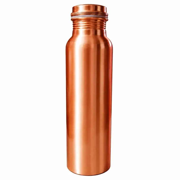 Plain Copper Water Bottle 1L | Smooth Finish, Leak-Proof