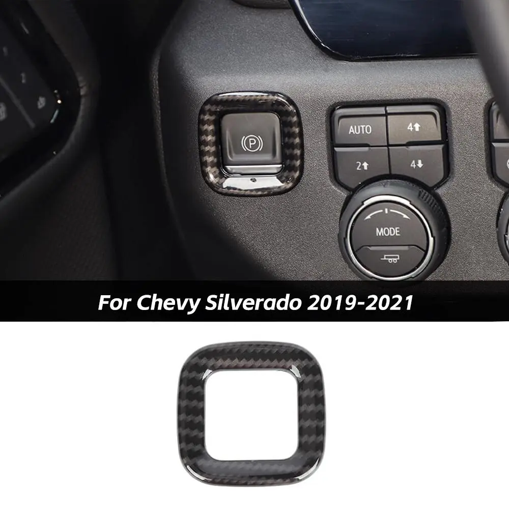 ABS Trim Car Decals & Automobile Decals Kit - Electronic Handbrake Park Button Cover for 2019-2021 Chevy Silverado, 2019-2022 GMC Sierra, Protects Buttons Automotive Interior Accessory