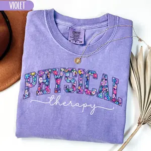 Comfort Colors Physical Therapy Shirt, Preppy Floral Physical Therapist Tshirt, Gifts for Physical Therapist Assistant, Wildflower PT Graphic Tees