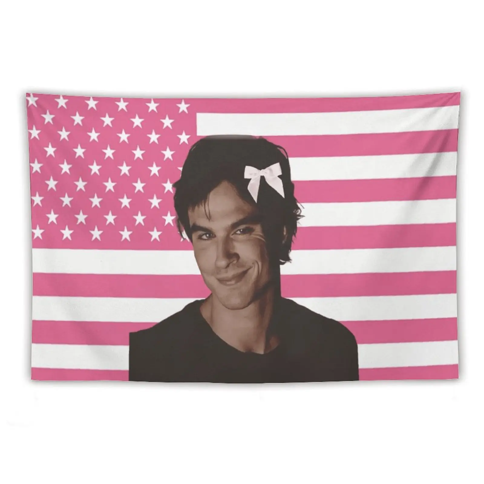 Damon Salvatore Print Single-Side Wall Hanging Tapestry - Light, Bright Colors, Peach, French Country Style, Strong Synthetic Geometric Durable Home Decor, 40x30in(102x76cm) Multi-Size Indoor Wall Art for Dormitory, Living Room