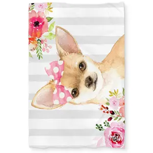 Whimsical Soft Chihuahua Dog Illustration Twin Size Extra Long Duvet Cover with 360-Degree Stand - Kids Bedroom Bedding, Chihuahua Theme Bedding Decor, Bedroom Sanctuary, Print