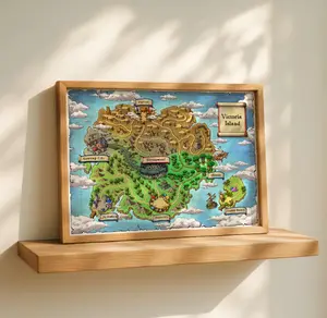 Old Victoria Island Map Wall Art, Maplestory world map Canvas Prints, Gamer Wall Poster, Gaming room Wall Decor, Gamer Gift, Gaming Canvas