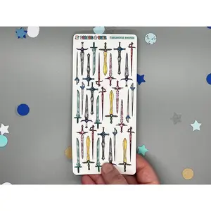 Sword Themed Fantasy Swords Color Sticker Sheet