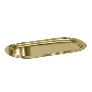 212 MAIN Jewel Type Metal Bathroom Organizer, Modern NuSteel Gold Finish Amenity Tray, Dishwasher Safe Stainless Steel Bathroom Accessory