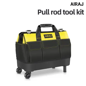 AIRAJ 20 INCH Rolling Tool Bag with Wheels,Large Capacity Tool Bag Organizer with Concealed Telescoping Handle for Electrician,Construction,HVAC, Detachable Rolling  Cleaning Caddy Tool Bag gifts  for  father