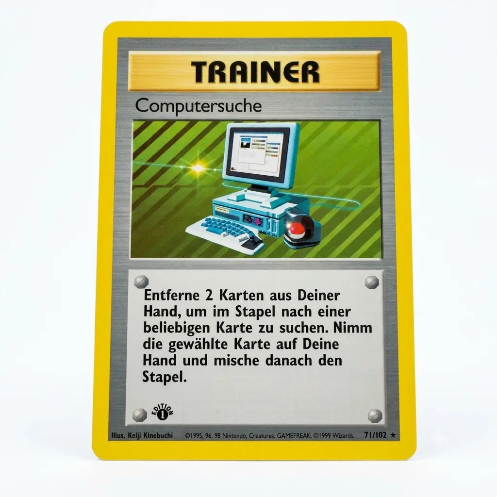 Pokemon - Base Set (Shadowless) - Computersuche (Computer Search) 71/102 - Base Set 1st Edition German - Rare - Trainer LP/MP